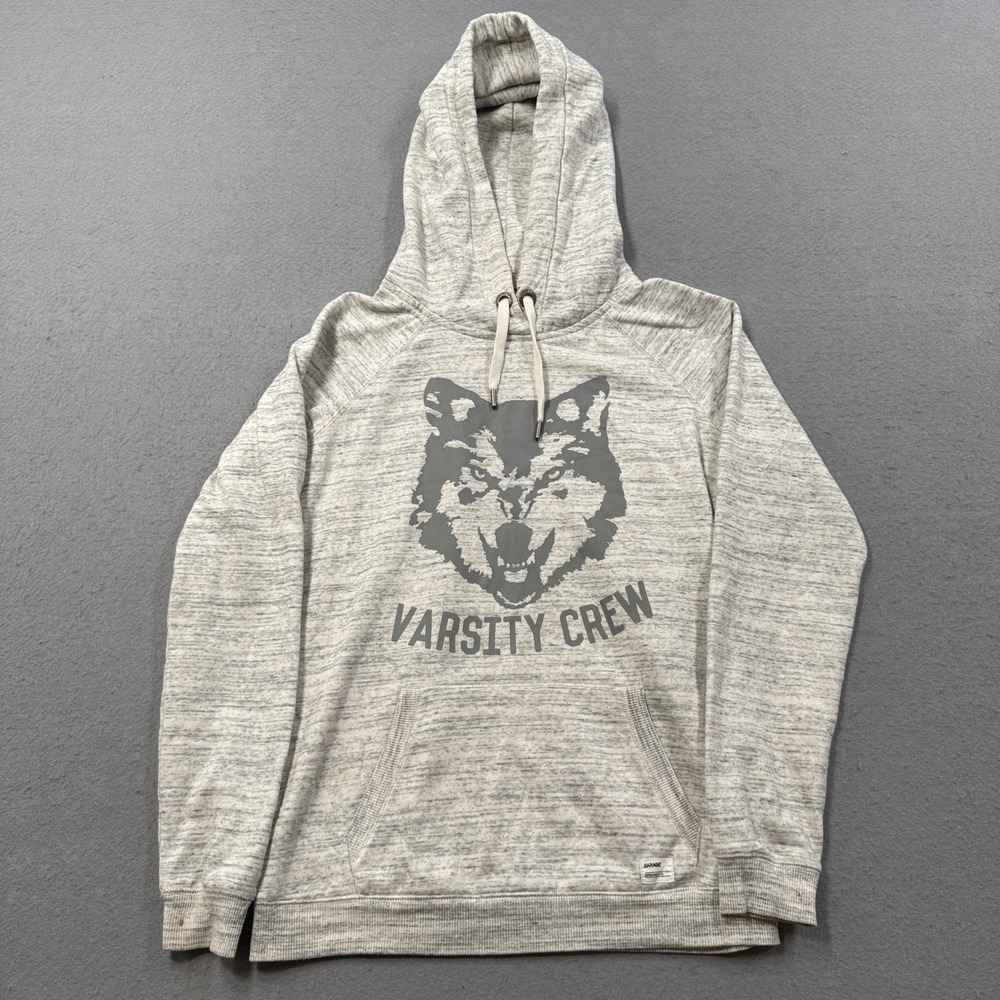 Garage Boyfriend Hoodie Women's Small Gray Wolf Graphic Varsity Crew Collegiate